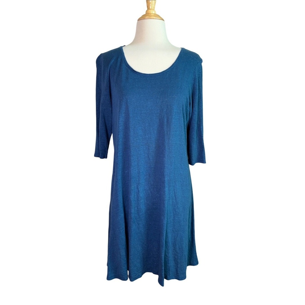 EILEEN FISHER Medium‎ Organic Linen Oversized Swing Dress Quiet Luxury Natural